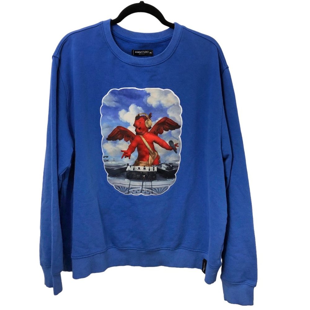 Roku Studio Royal Blue Crewneck Long Sleeve Pullover Sweater 3XL